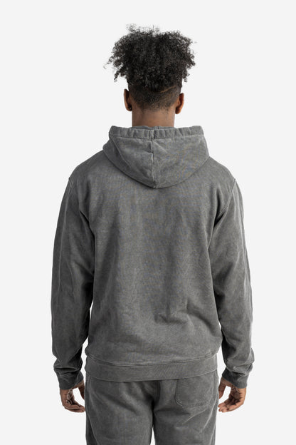 Felpa marmorizzata over size con logo embossed