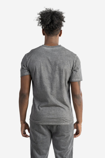 T-shirt marmorizzata tinto capo con logo pennellato