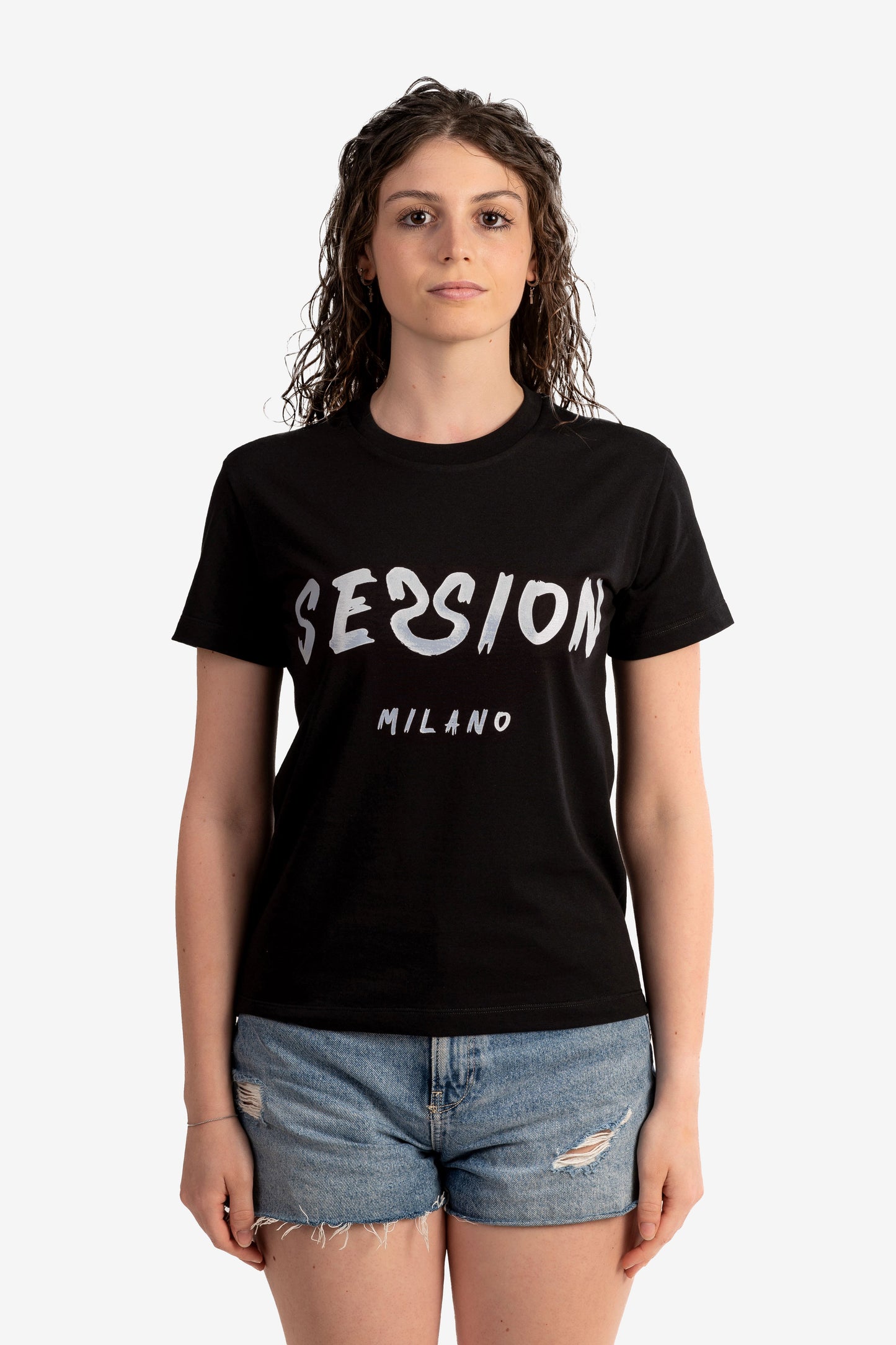 T-shirt con logo pennellato