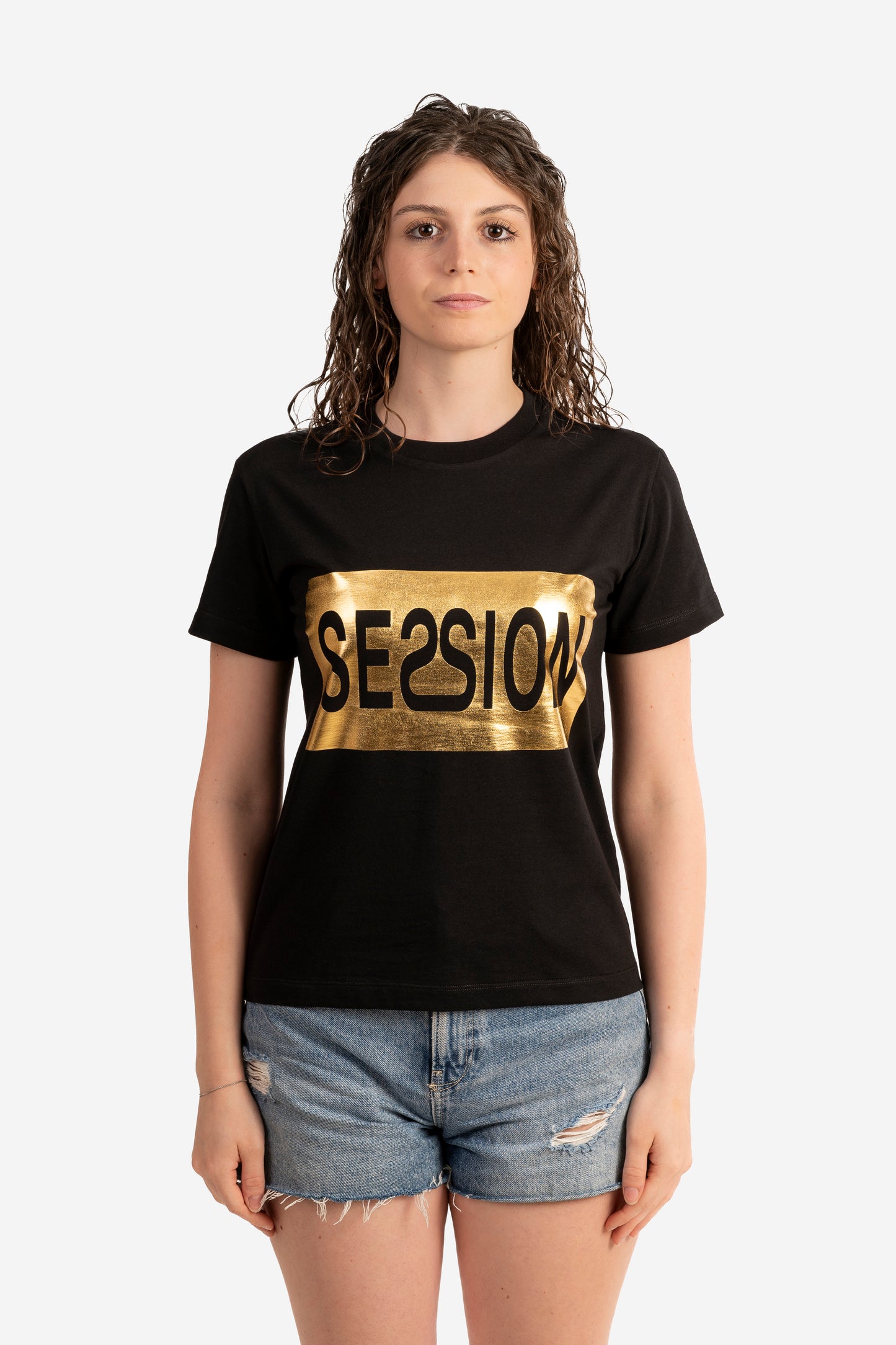 T-shirt con box Session oro